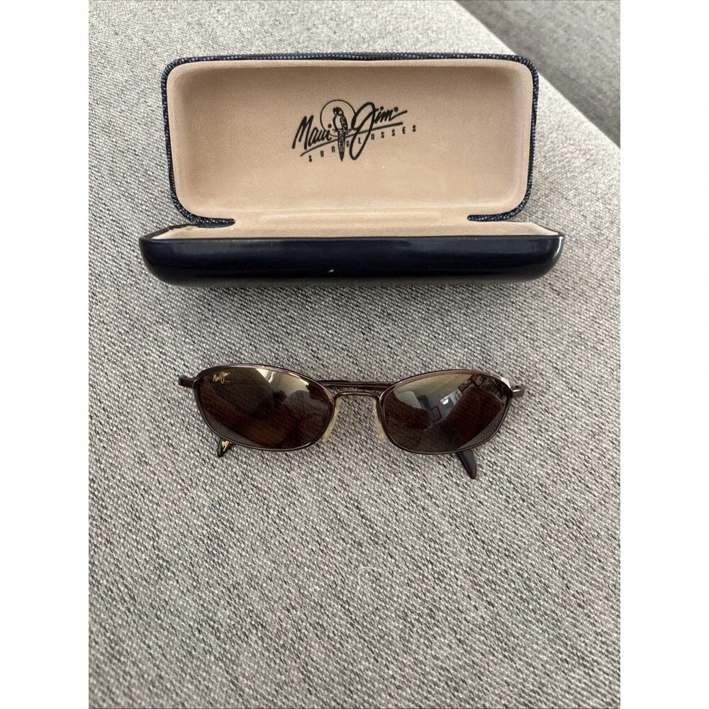 MAUI JIM FLEXON MJ-302-23 DGM BROWNISH POLARIZED SLEEK METAL WRAP SUNGLASSES